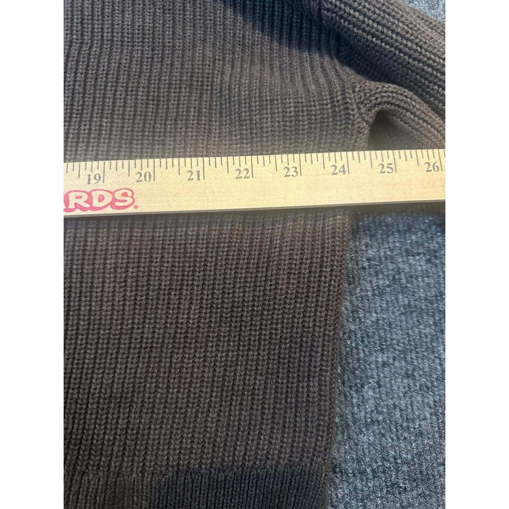 Quince Brown Fisherman Organic Cotton Ribbed Knit Button Cardigan Sweater L - Picture 6 of 9